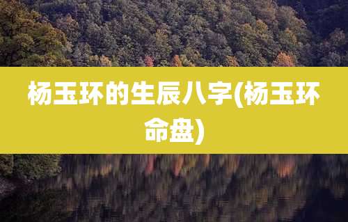 杨玉环的生辰八字(杨玉环命盘)