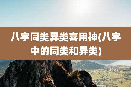 八字同类异类喜用神(八字中的同类和异类)