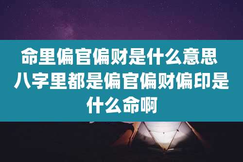 命里偏官偏财是什么意思 八字里都是偏官偏财偏印是什么命啊