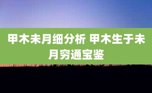 甲木未月细分析 甲木生于未月穷通宝鉴
