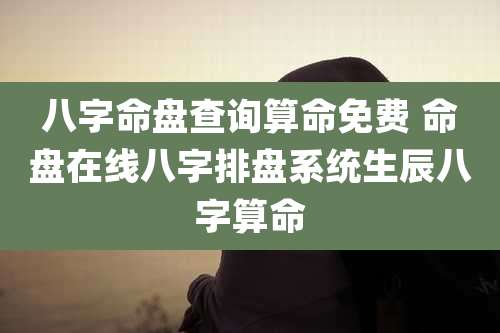 八字命盘查询算命免费 命盘在线八字排盘系统生辰八字算命