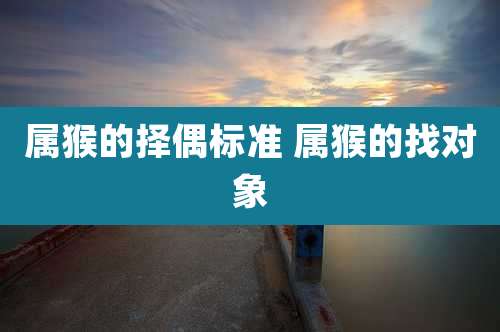 属猴的择偶标准 属猴的找对象