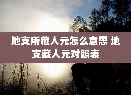 地支所藏人元怎么意思 地支藏人元对照表