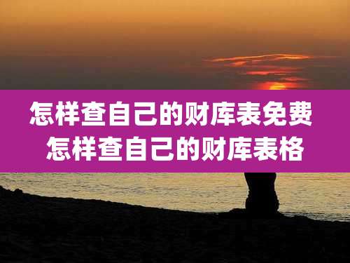 怎样查自己的财库表免费 怎样查自己的财库表格