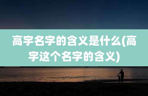 高宇名字的含义是什么(高宇这个名字的含义)