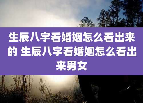 生辰八字看婚姻怎么看出来的 生辰八字看婚姻怎么看出来男女