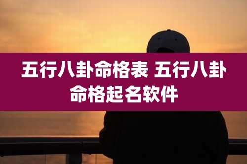 五行八卦命格表 五行八卦命格起名软件