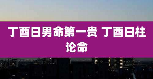 丁酉日男命第一贵 丁酉日柱论命