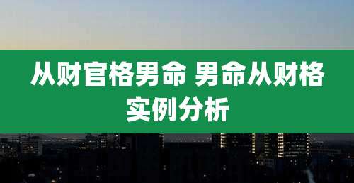 从财官格男命 男命从财格实例分析