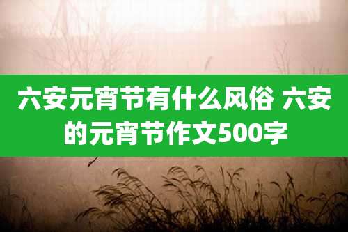 六安元宵节有什么风俗 六安的元宵节作文500字