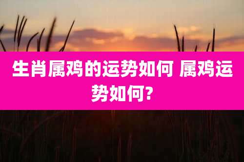 生肖属鸡的运势如何 属鸡运势如何?
