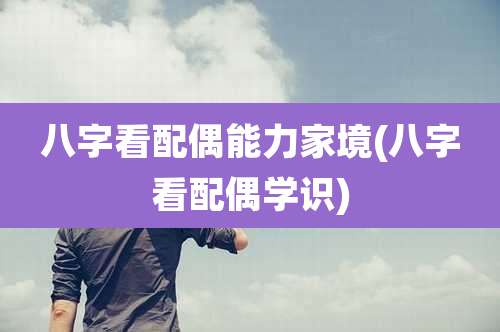 八字看配偶能力家境(八字看配偶学识)