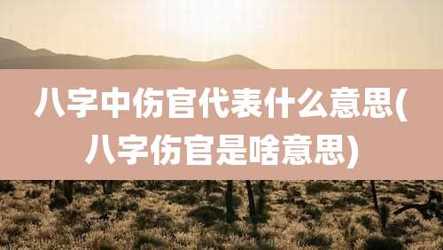 八字中伤官代表什么意思(八字伤官是啥意思)