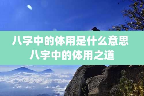 八字中的体用是什么意思 八字中的体用之道