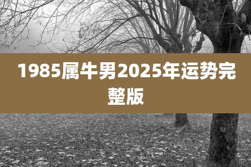 1985属牛男2025年运势完整版