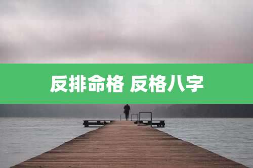 反排命格 反格八字