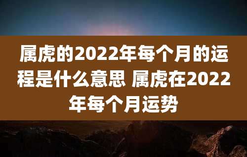 属虎的2022年每个月的运程是什么意思 属虎在2022年每个月运势