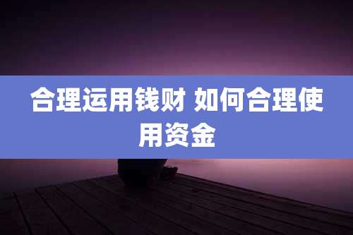 合理运用钱财 如何合理使用资金