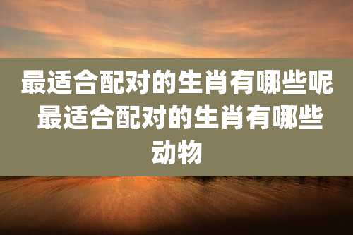 最适合配对的生肖有哪些呢 最适合配对的生肖有哪些动物
