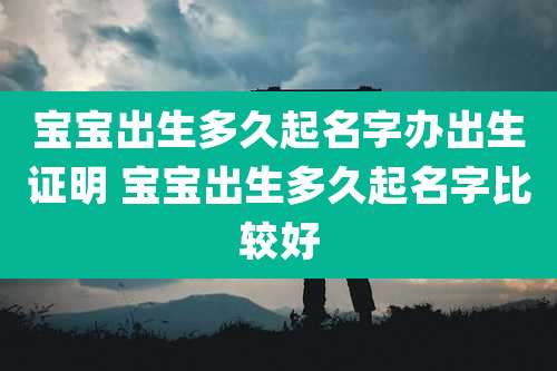 宝宝出生多久起名字办出生证明 宝宝出生多久起名字比较好