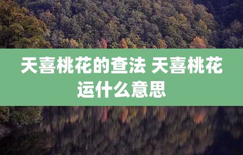 天喜桃花的查法 天喜桃花运什么意思