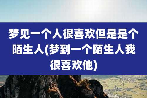 梦见一个人很喜欢但是是个陌生人(梦到一个陌生人我很喜欢他)