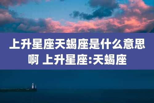上升星座天蝎座是什么意思啊 上升星座:天蝎座
