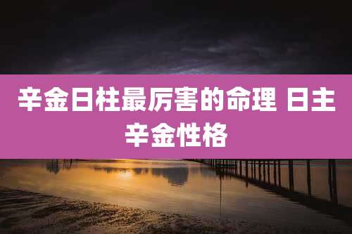 辛金日柱最厉害的命理 日主辛金性格