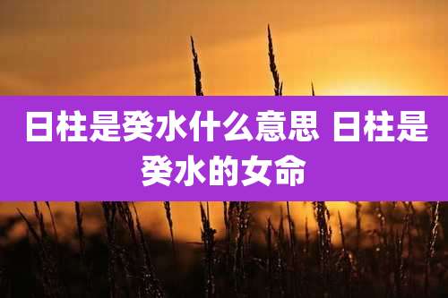 日柱是癸水什么意思 日柱是癸水的女命
