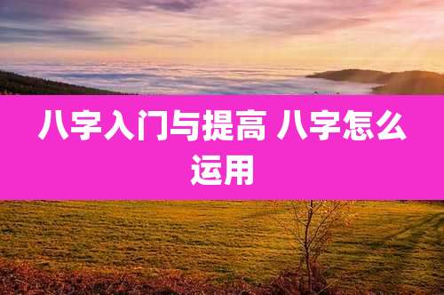 八字入门与提高 八字怎么运用