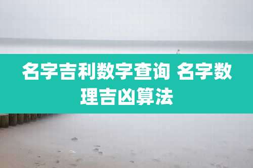 名字吉利数字查询 名字数理吉凶算法