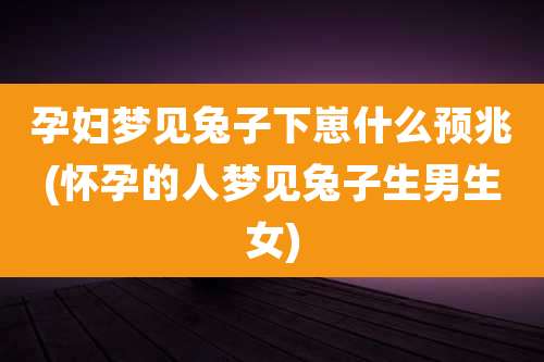 孕妇梦见兔子下崽什么预兆(怀孕的人梦见兔子生男生女)