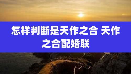 怎样判断是天作之合 天作之合配婚联