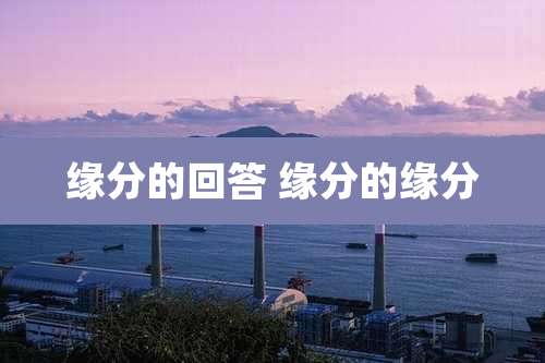 缘分的回答 缘分的缘分