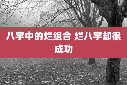 八字中的烂组合 烂八字却很成功