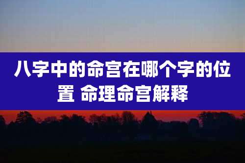 八字中的命宫在哪个字的位置 命理命宫解释