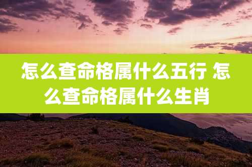 怎么查命格属什么五行 怎么查命格属什么生肖