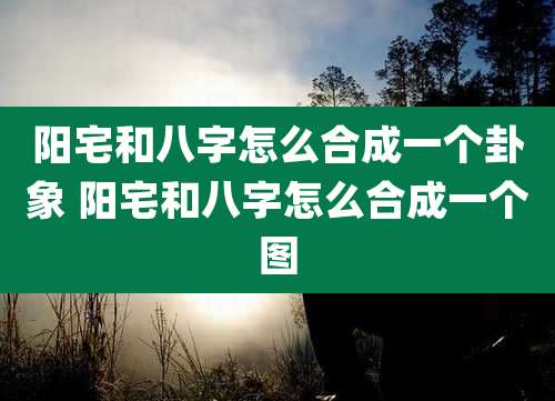 阳宅和八字怎么合成一个卦象 阳宅和八字怎么合成一个图