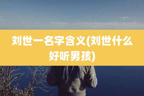 刘世一名字含义(刘世什么好听男孩)