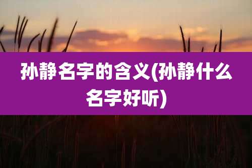 孙静名字的含义(孙静什么名字好听)