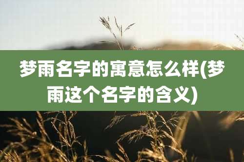 梦雨名字的寓意怎么样(梦雨这个名字的含义)
