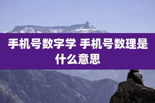 手机号数字学 手机号数理是什么意思