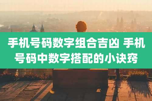 手机号码数字组合吉凶 手机号码中数字搭配的小诀窍