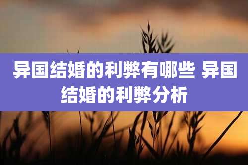 异国结婚的利弊有哪些 异国结婚的利弊分析