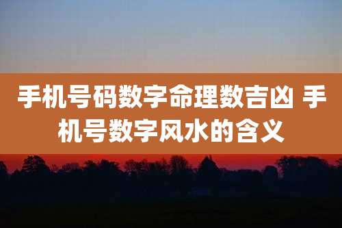 手机号码数字命理数吉凶 手机号数字风水的含义