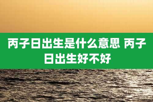 丙子日出生是什么意思 丙子日出生好不好