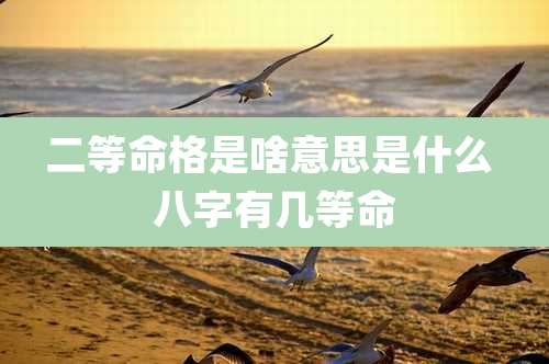 二等命格是啥意思是什么 八字有几等命