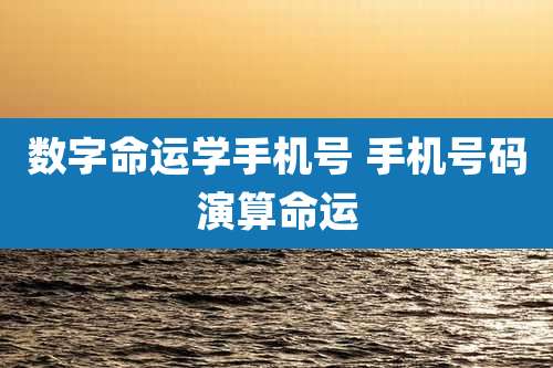 数字命运学手机号 手机号码演算命运