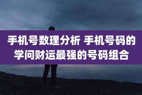 手机号数理分析 手机号码的学问财运最强的号码组合