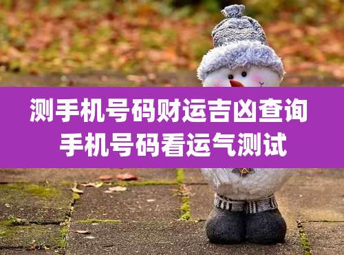 测手机号码财运吉凶查询 手机号码看运气测试